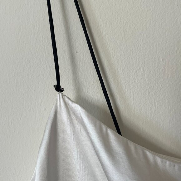 ALICE + OLIVIA Rosa Asymmetrical Midi Slip Dress White and Black Size 6 - Picture 5 of 8